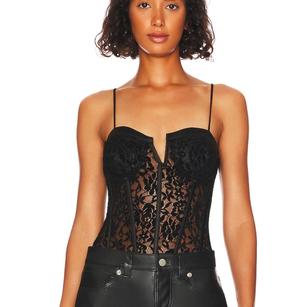 Superdown black lace corset bodysuit